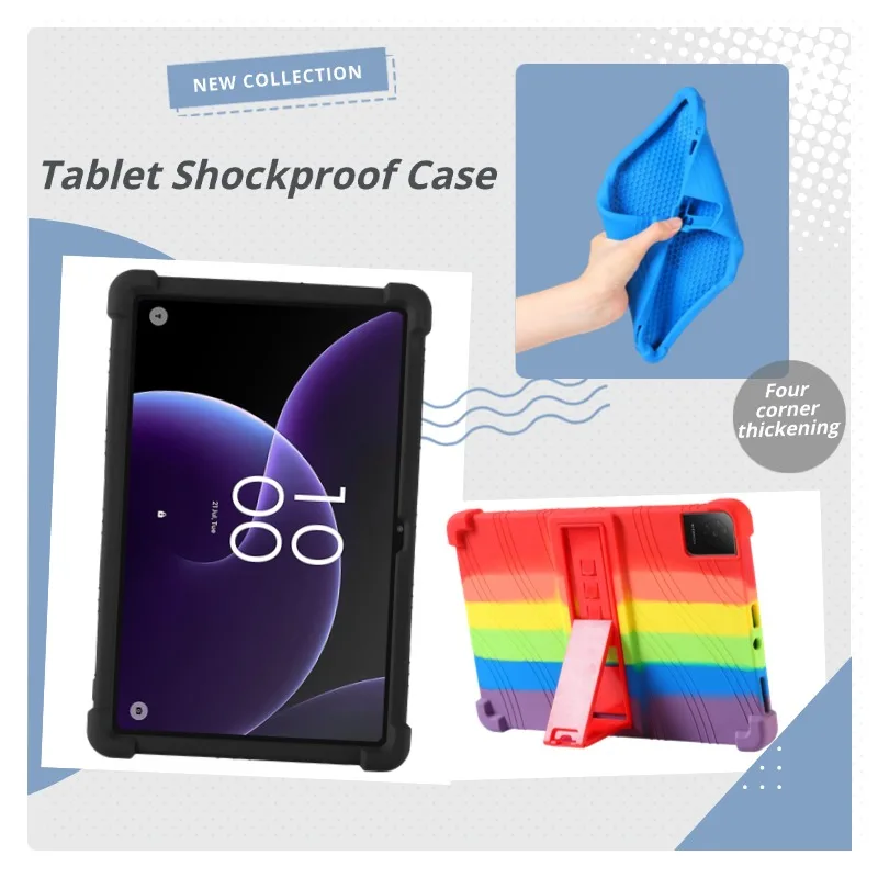 For TCL Tab 10L Gen 4 Tablet Case 10 Inches Tablet Kids Friendly Soft Silicone Adjustable Stand Cover Protective Sleeve