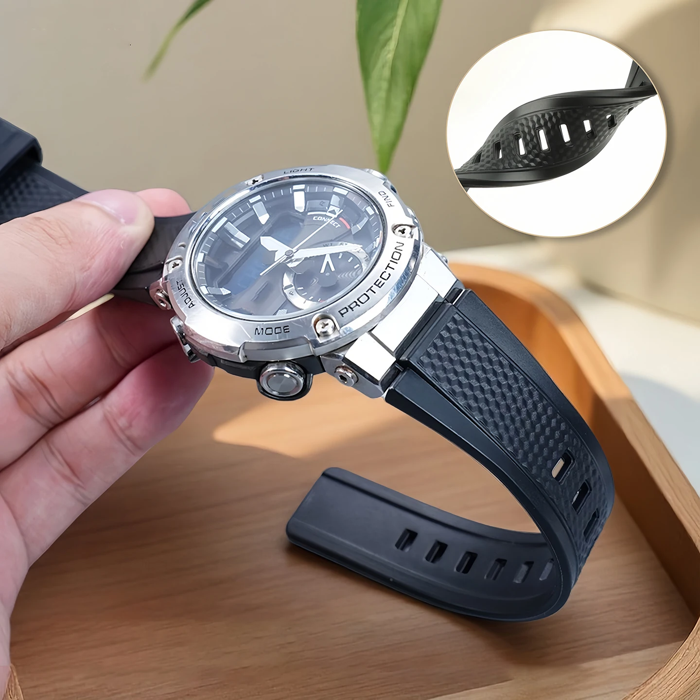 الراتنج حزام الساعات ل كاسيو GST-B200-1A استبدال الفرقة GST-B200 سلسلة الرياضة مطاط مقاوم للماء حزام ساعة رجالي اكسسوارات