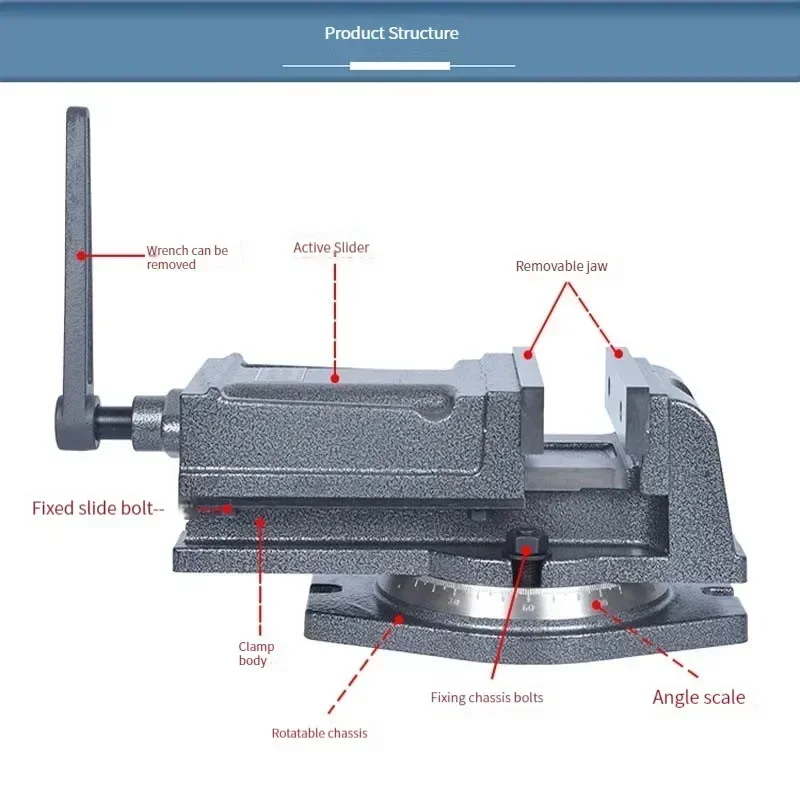 

New Upgrade 8 Inch QH Heavy Duty Milling Machine Flat Pliers Drilling Machine Precision Angle Fixed Bench Vise 3 "4" 5 "6" 8 "