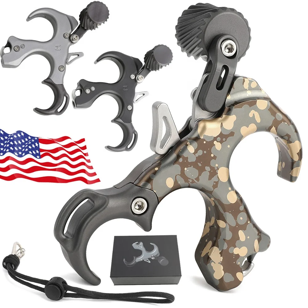 3 Finger Compound Bow Release Aid Aluminum Alloy Thumb Trigger Adjustable Sensitivity Archery Caliper Release For Shooting Hunting Sport