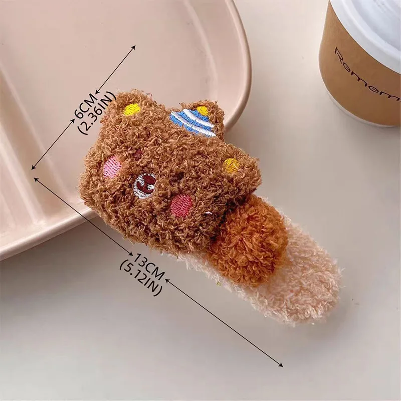 Herbst Winter Plüsch Haar Clips für Kinder Erwachsene Nette Bär Lamm Fleece Prinzessin Mädchen Haarnadeln Pony Clips Kinder Haar Zubehör