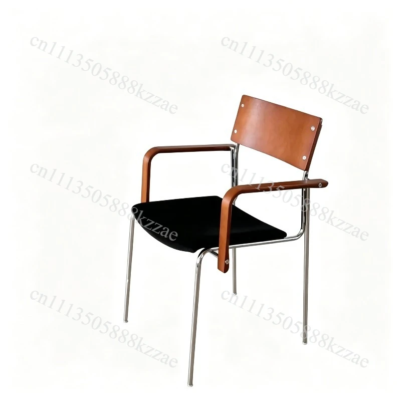 Medieval Style Dining Chair Light Luxury High-end Home Designer Chair Solid Wood Armrest Soft Pack Simple Leisure Backrest Stool