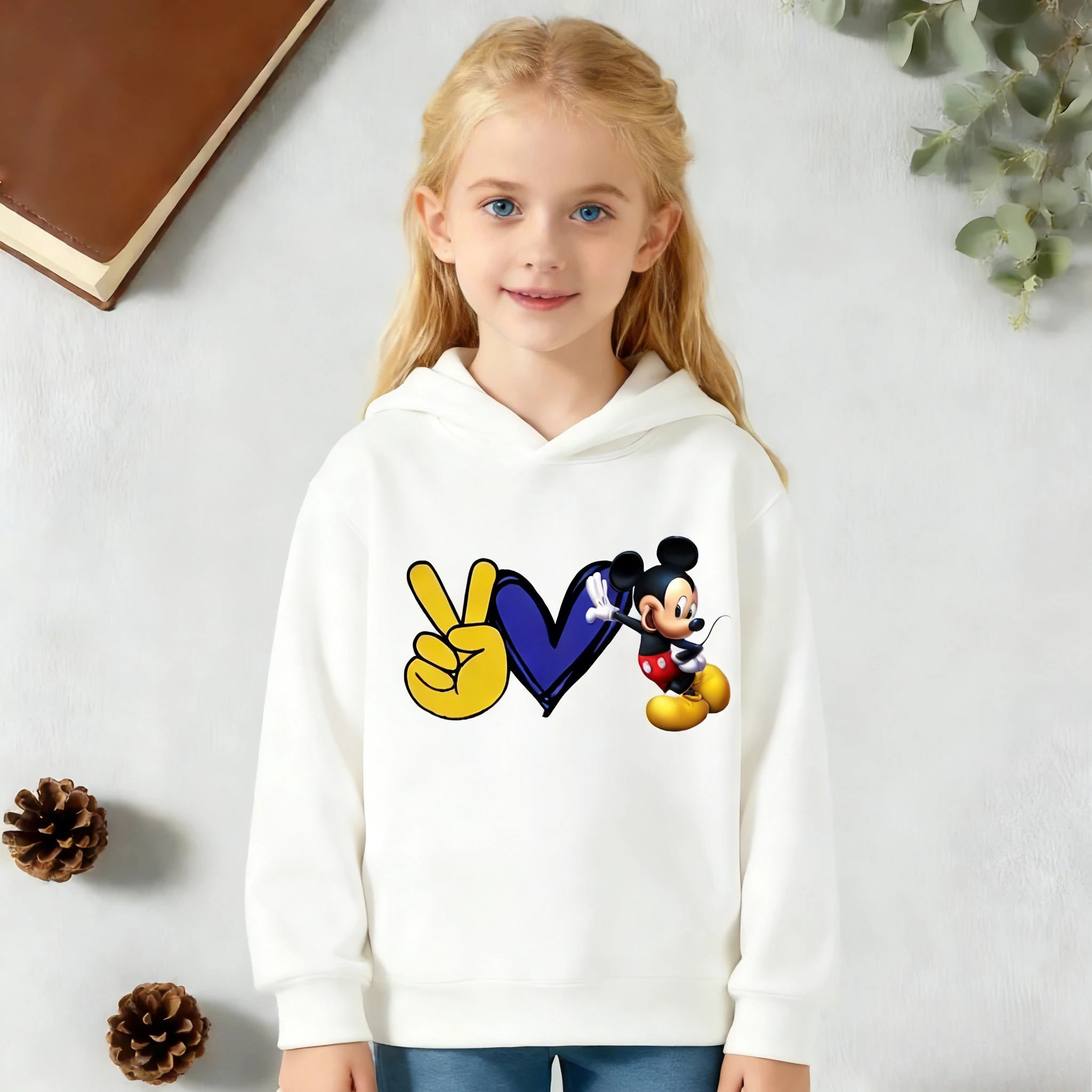 

Толстовка с капюшоном в стиле мультяшного персонажа Микки Мауса, осенне-зимняя, из чистого хлопка, подходит для детей и взрослых, семейная, унисекс