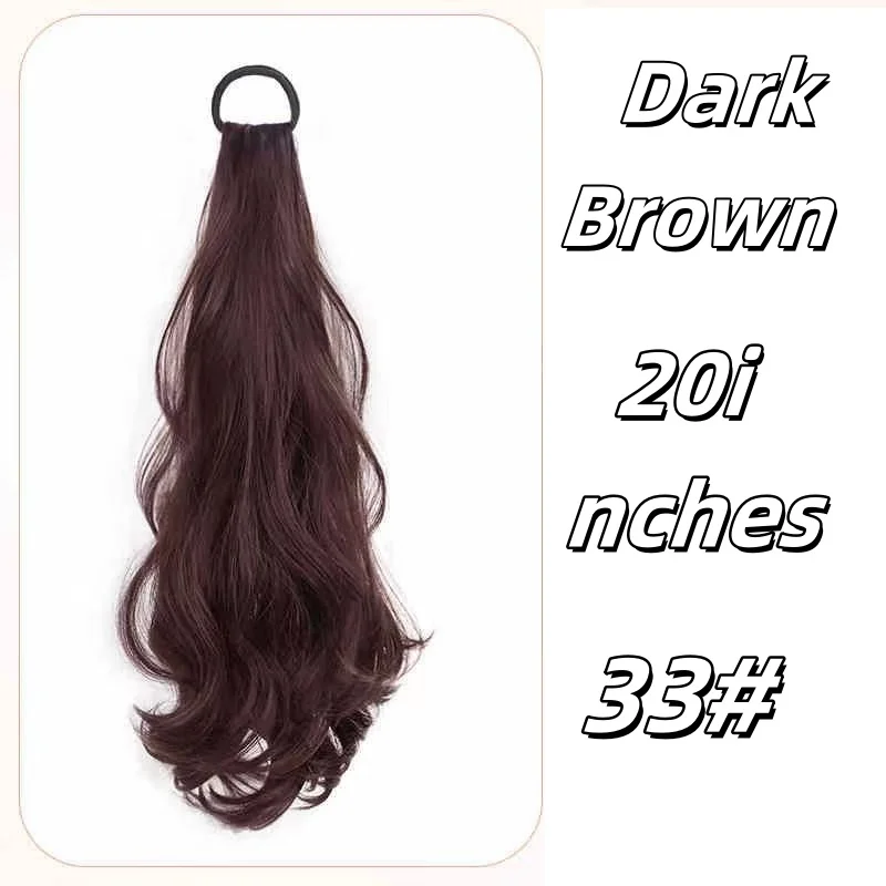 Coda di cavallo sintetica da donna con elastico in gomma, coda di cavallo in stile coreano, grandi capelli ondulati, simulazione dei capelli, coda di cavallo dal temperamento naturale