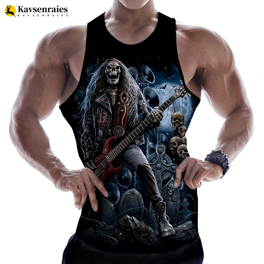 

New Fashion Horror Skull 3D Printed Tank Tops Men Summer Vest Women Casual Skull Sleeveless T-shirt Hip Hop Oversized Tops 6XL