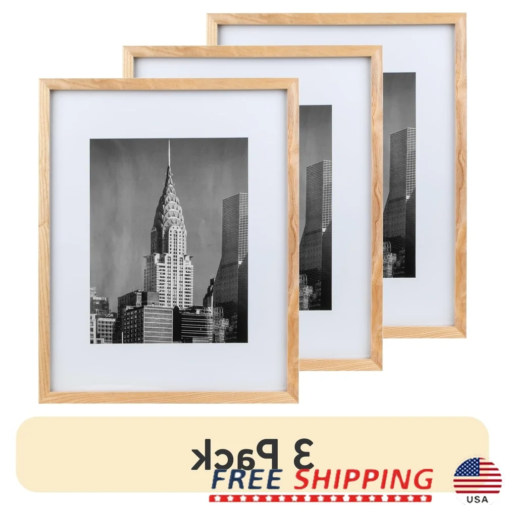 

3 Pack 16x20 Wood Frame with Mat 11x14 Photos Durable Design Home Decor and Gifts
