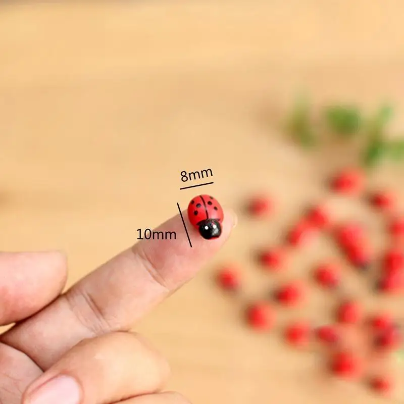 97qd 10pcs mini coccinella coccinella per bambole ornamenta arredamento da giardino