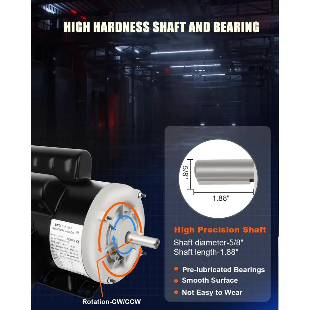 3HP Electric Motor 3450RPM 208-230V 56 Frame Single Phase Keyed Shaft CW/CCW Rotation Farm Duty Motor Agricultural Machinery