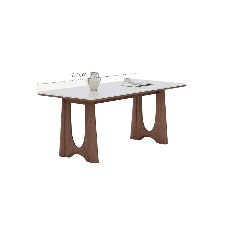 LH solid wood dining table small apartment household white matte rock slab dining table