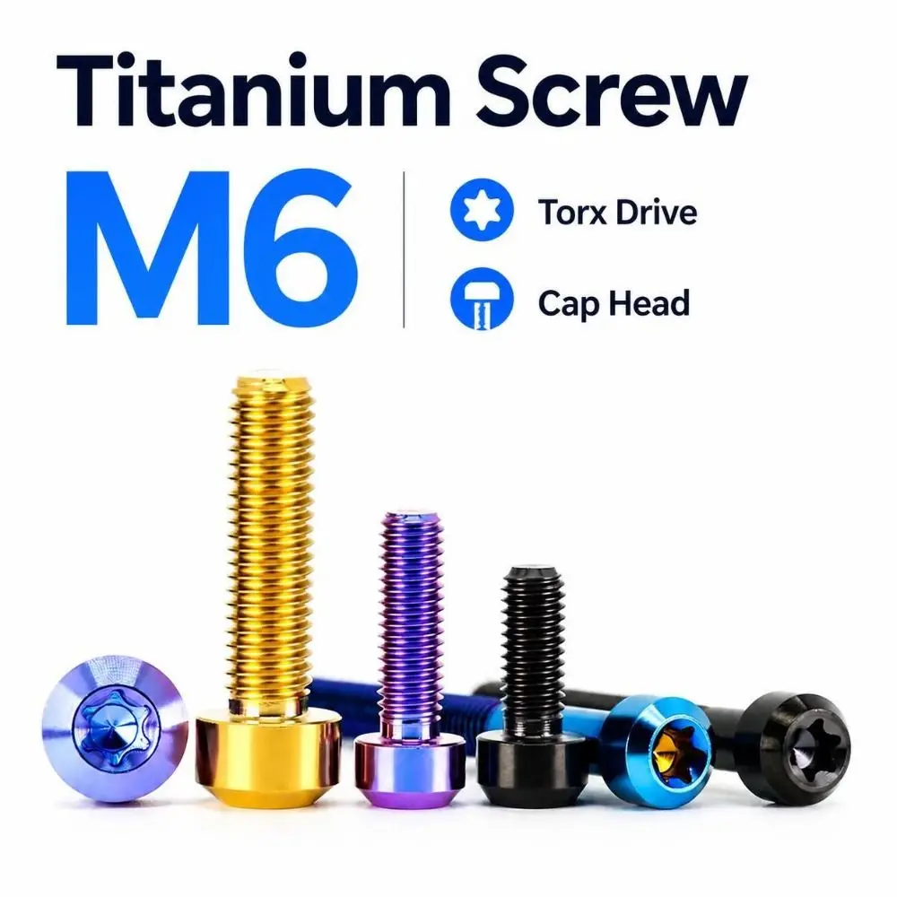 Durable M6 Titanium Screw Titanium Torx Drive Socket Cap Screw Six-Lobe Head Fastener Screw Bike Modification