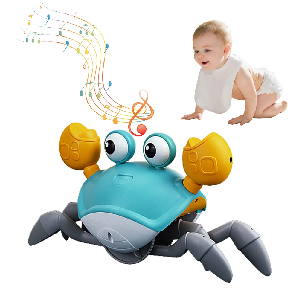 Crawling Crab Toy Baby Toys with Music & Light Tummy Time Toys Interactive Musical Toy for Toddlers Boys Girls Avoid Obstacles