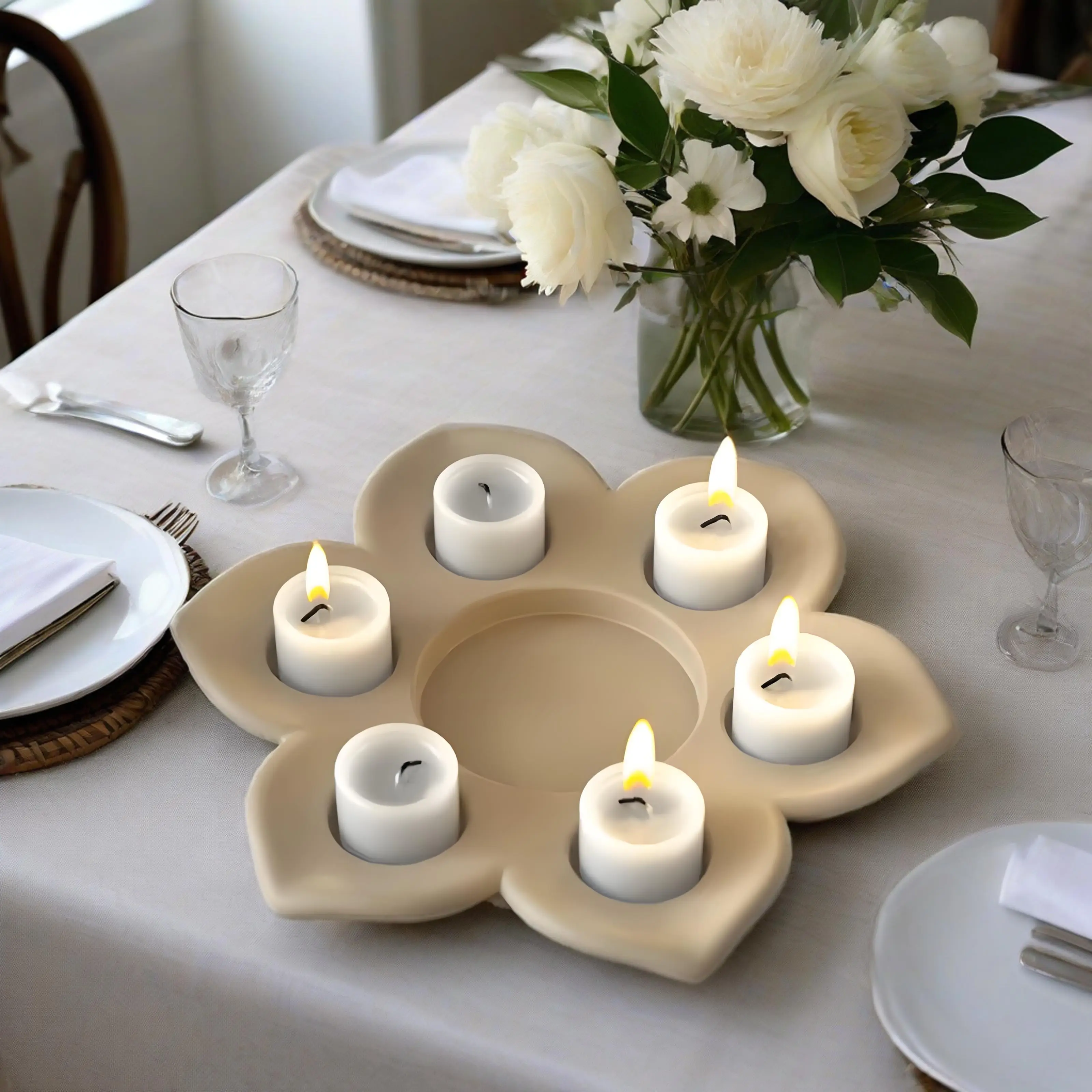 

Подсвечник с цветком лотоса, орнамент, силиконовая форма, ароматерапия, штукатурка, смола, сделай сам, простая подставка для свечи, органайзер, лоток, формы для изготовления