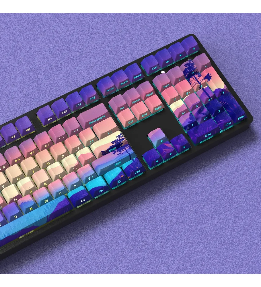 Purple Mirage Keycap Original Purple Transparent Keycap Five-sided Hot Sublimation Small Full Set Compatible 68/87/96/104