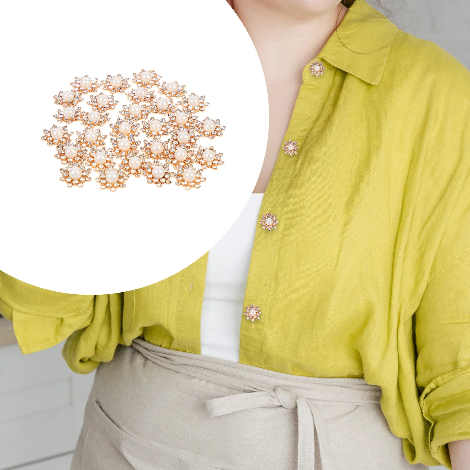 

30Pcs Creative Pearl Buttons Multipurpose Metal Button DIY Accessories Clothing Decors Fine Workmanship Buttons