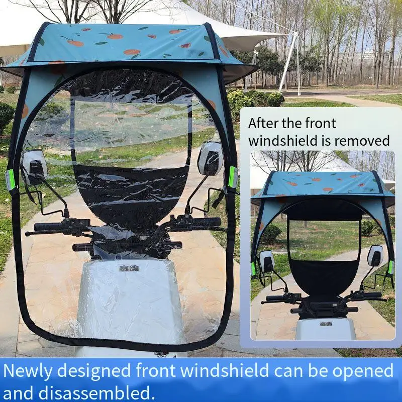 Electric Bike Canopy Thick Bike Shed Umbrella Motorcycle Sunshade New Battery Car Sun Protection Rain Proof Windshield