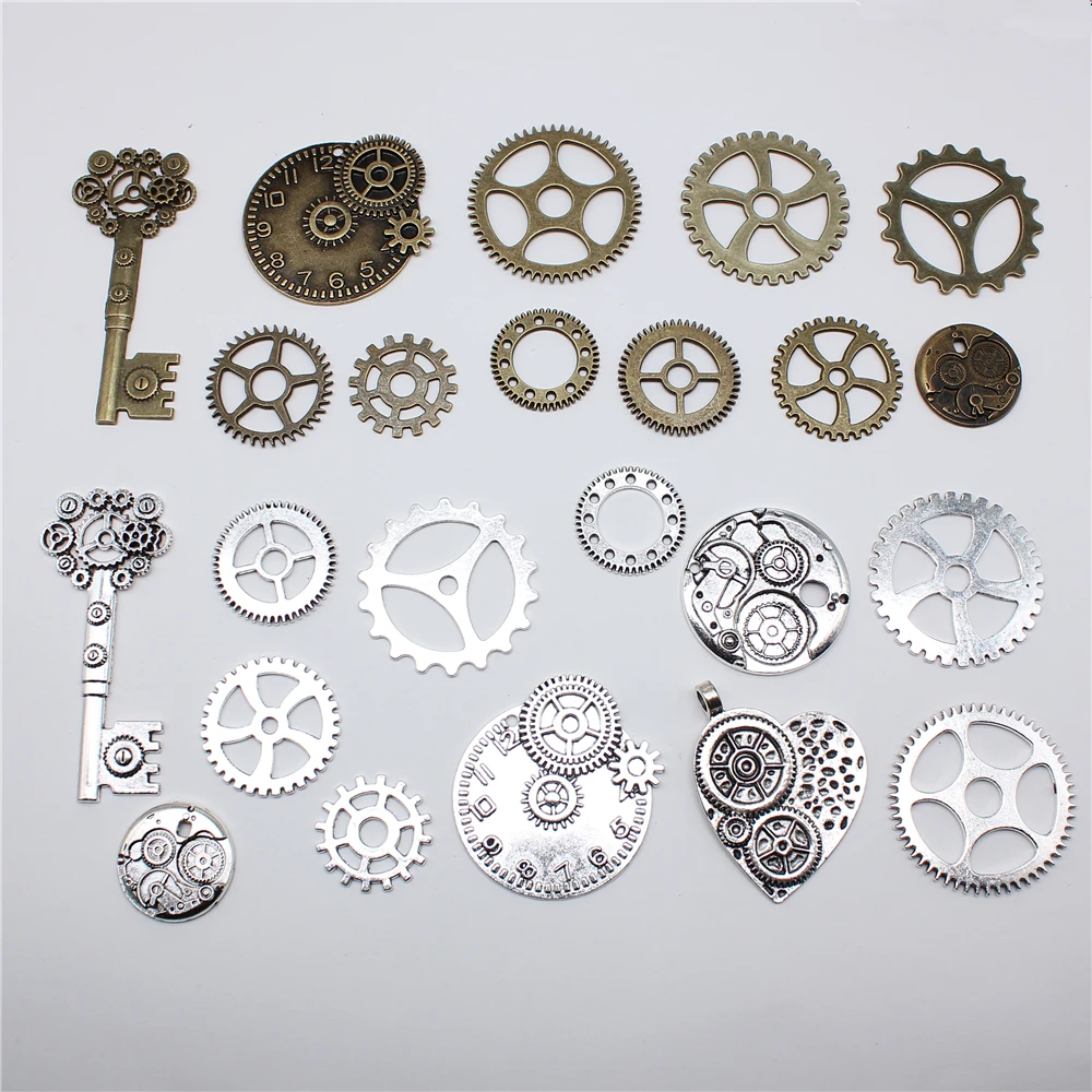 10 sztuk duży rozmiar stop Charm mechaniczne Steampunk zębatki i koła zębate Diy akcesoria do samodzielnego tworzenia biżuterii