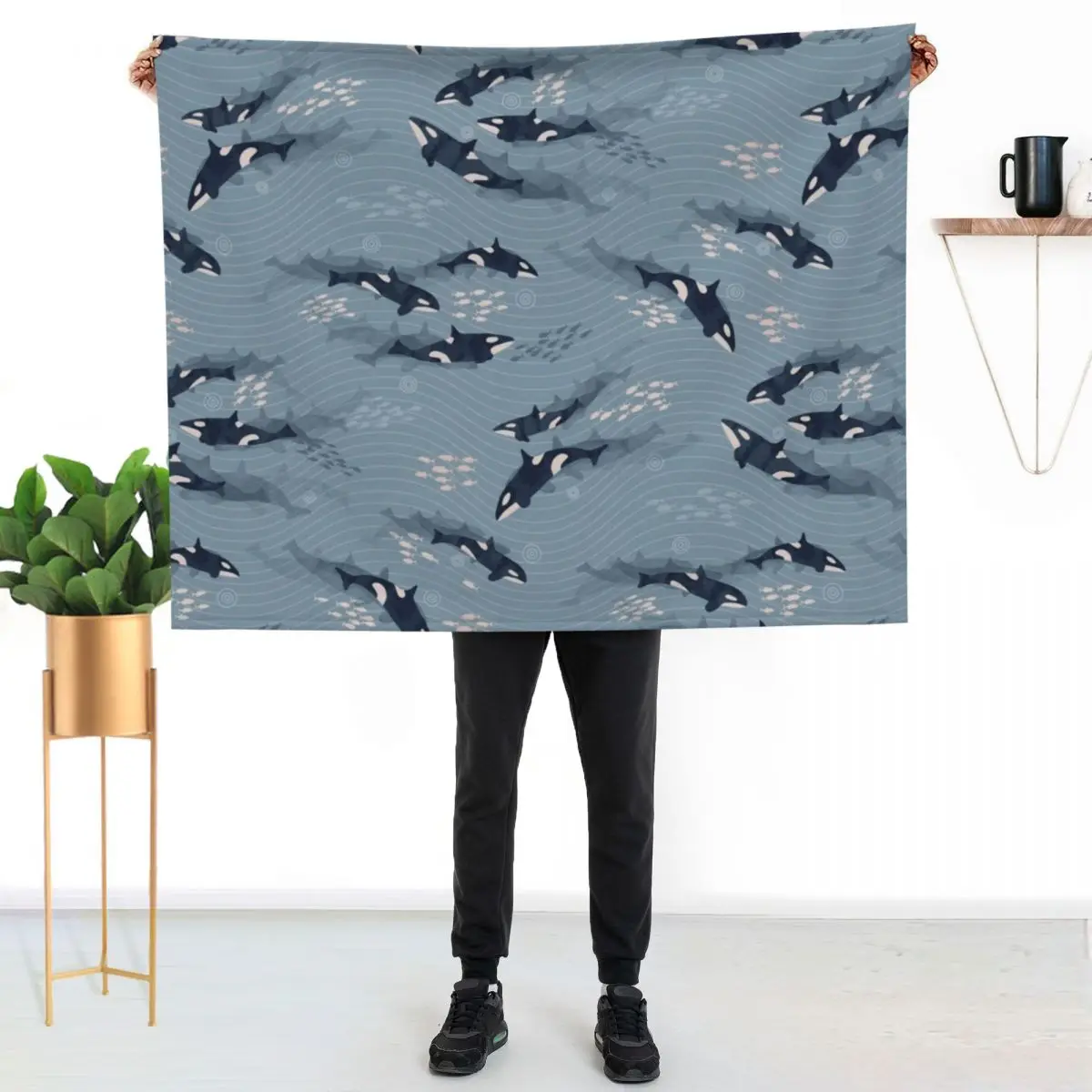 Orca in Motion / blue-gray ocean pattern Throw Blanket Thin Quilt Sofa Sofa Quilt For Sofa Thin wednesday Blankets