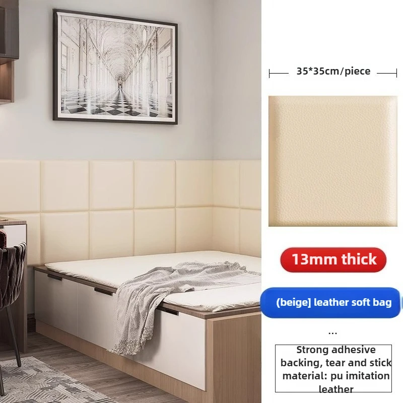 

Anti-Collision 3D Wall Panels Thickened Leather Upholstered Self-Installing for Nursery Corner Protection Tatami Decor