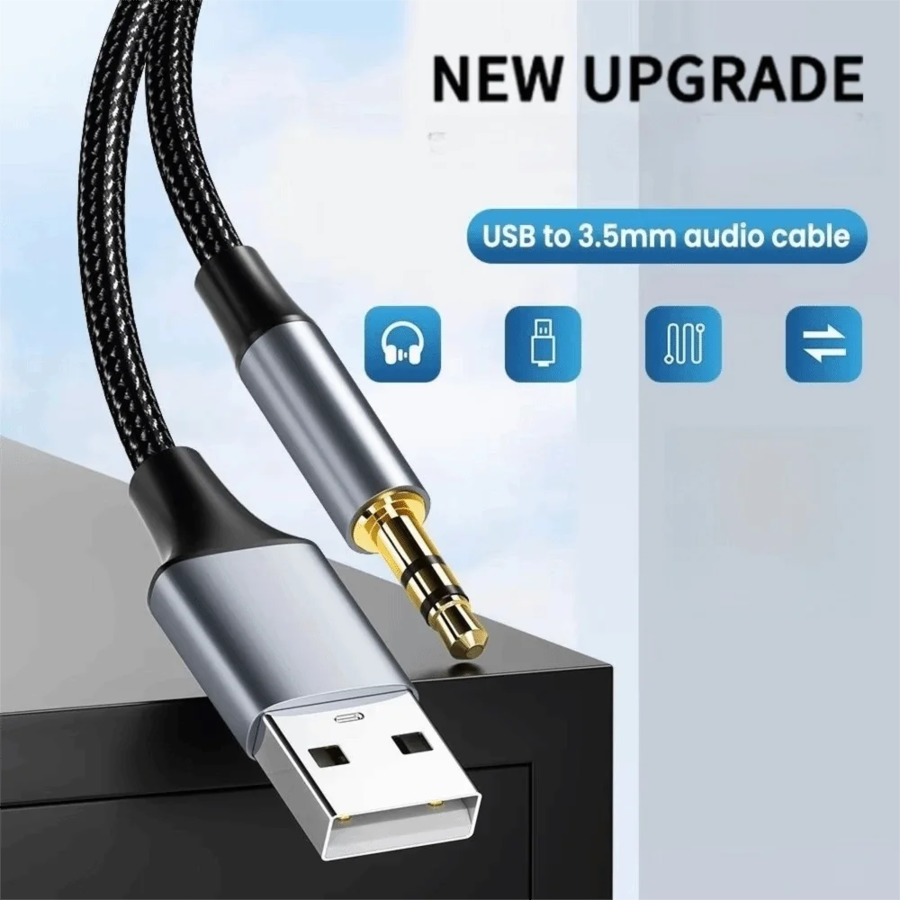 Round Hole USB Audio Cable Cd Grade Sound Quality Extension Audio Line USB To 3.5mm Cable Stereo Audio Cable for PC