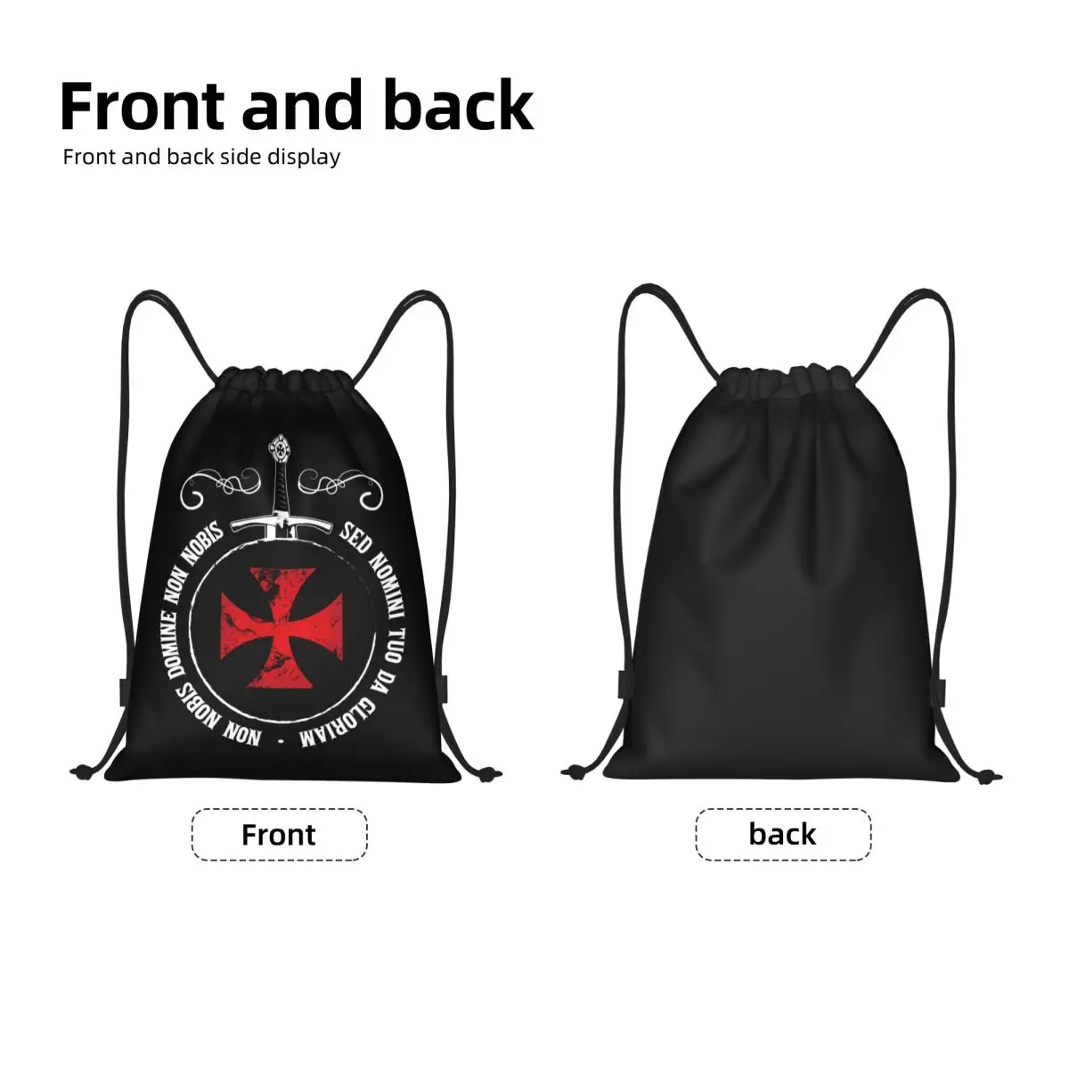 Custom The Knights Templar Crusader Emblem Sword Symbol Drawstring Backpack Bags Lightweight Gym Sports Sackpack Sacks for Yoga