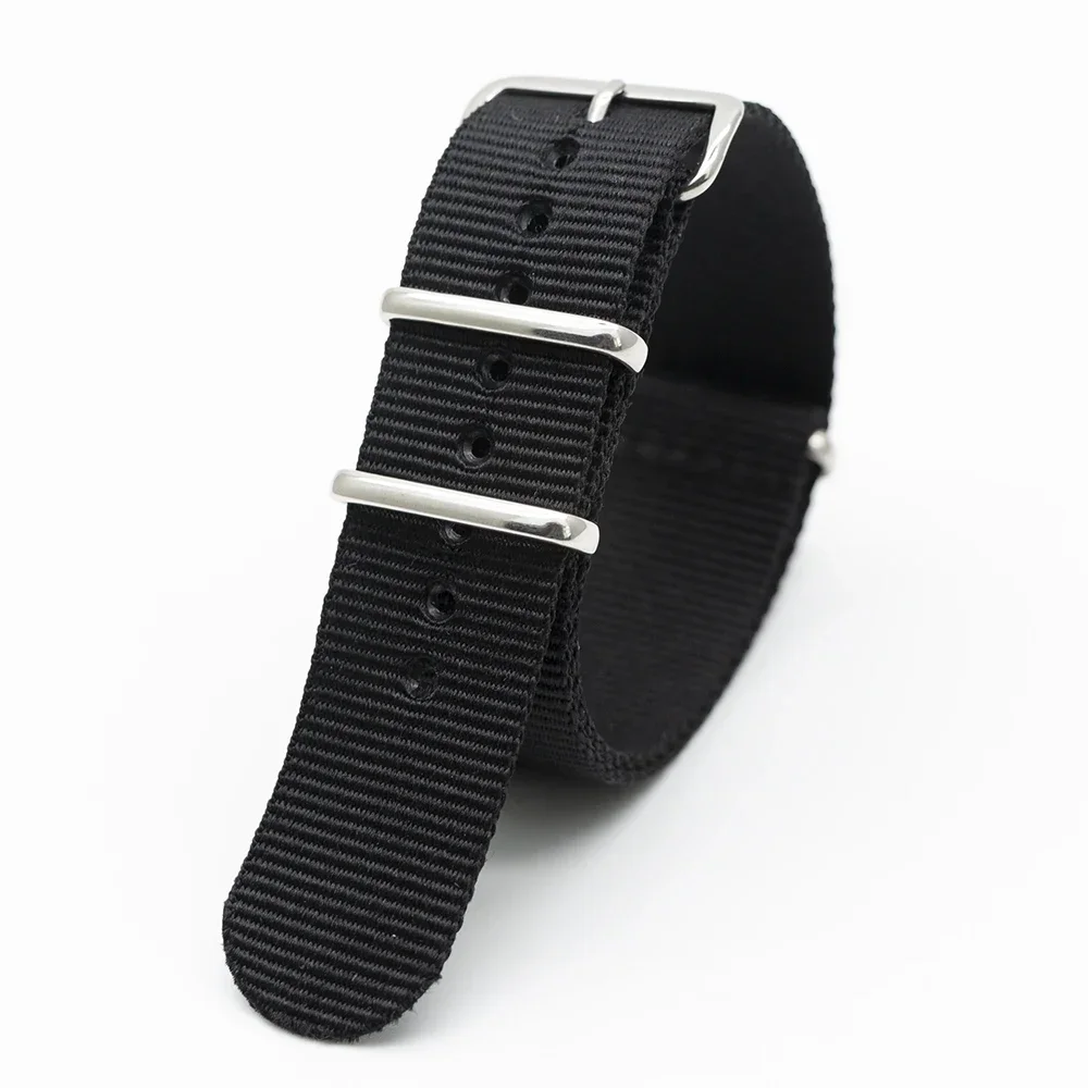 Black Nylon Watch Band For Mechanical Watch Sports Bracelet Replacement Strap 18MM 20MM 22MM 24MM Wristband Table Accessories