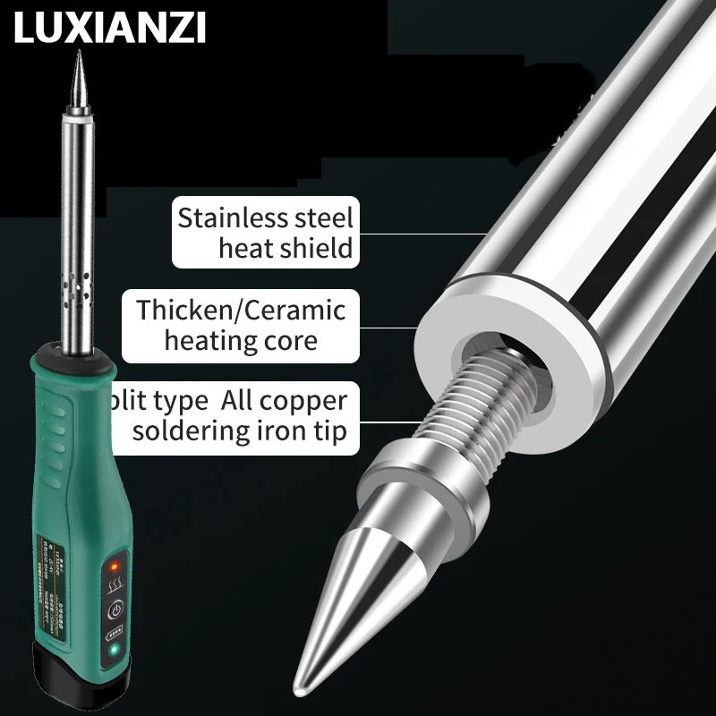 

LUXIANZI Smart USB Wireless Electric Solder Iron with Light Adjustable Temperature Type-C Intelligent Solder Welding Iron Tool