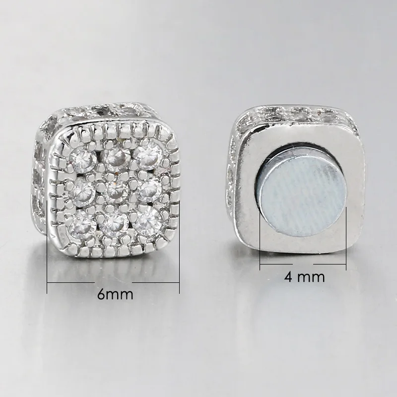 Ice Out Fake Earrings For Men Women Strong Magnet Magnetic Stainless Steel Non Piercing Hip Hop Rock Fashion Jewelry Accessories