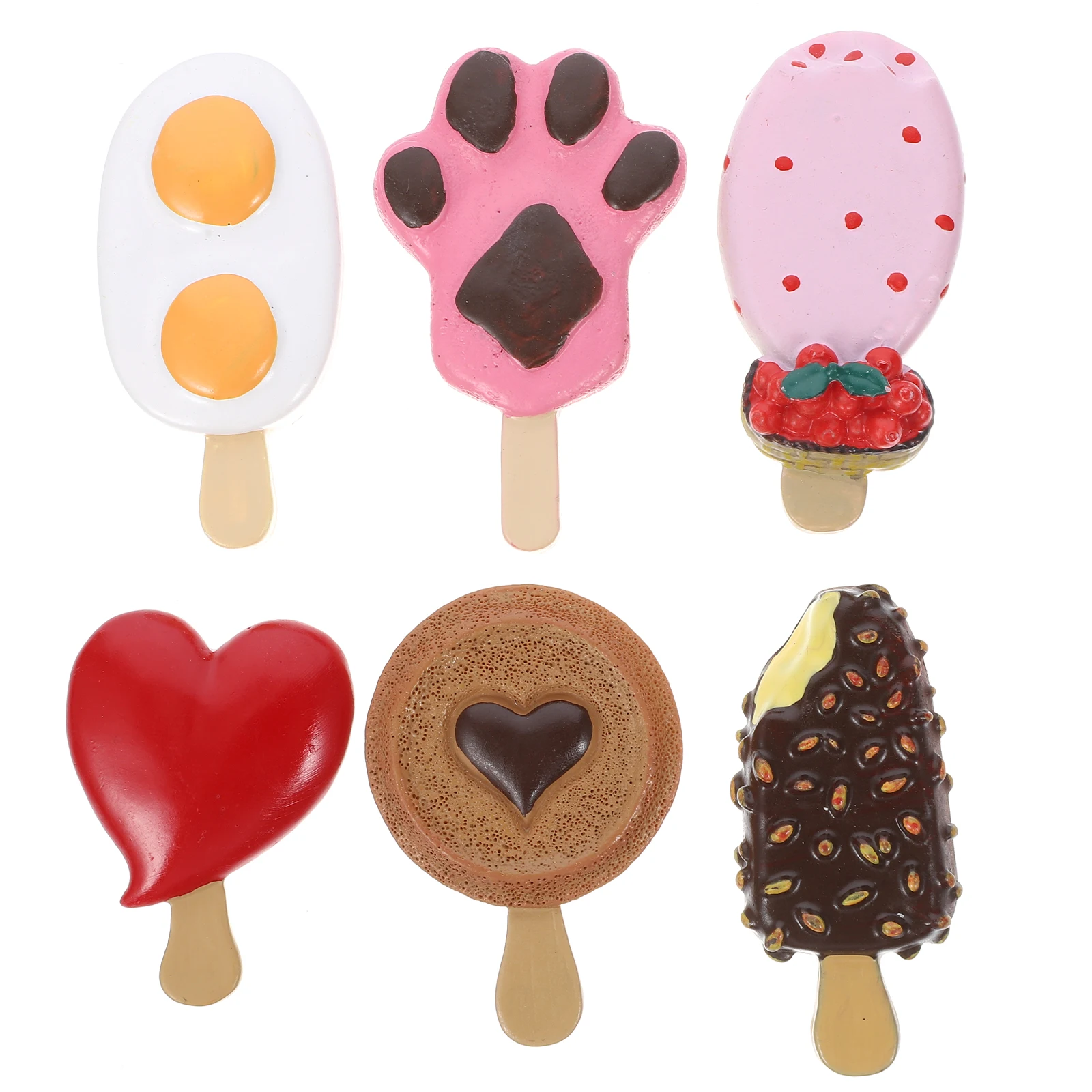 

6 Pcs Ice Cream Fridge Magnets Cute Resin Stickers Refrigerator Office Whiteboard Magnetic Decor Summer Chocolate Lollipops