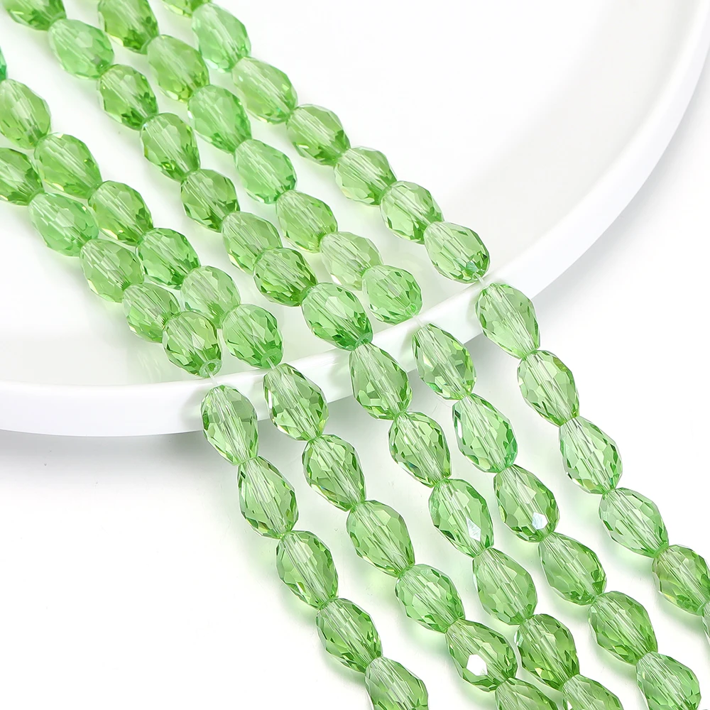 1 Strang 6–12 mm Abstandshalter, wassertropfenförmige Perlen, AB-Glanz, Glastropfen-Anhänger für DIY-Ohrring, Armband, Schmuckherstellung, Zubehör