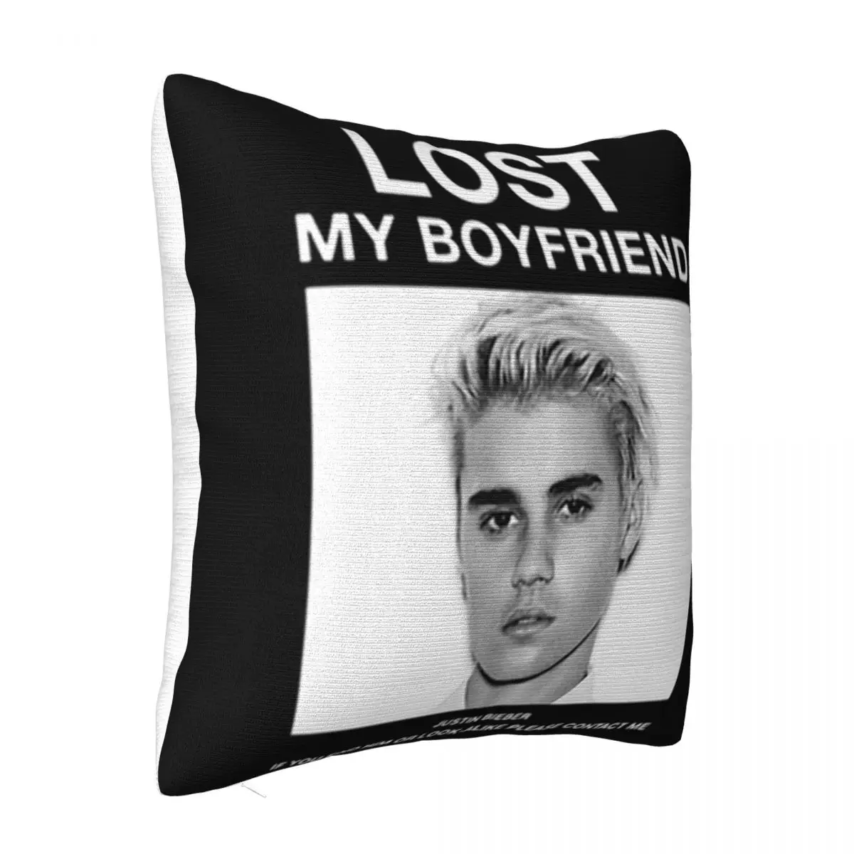 Lost My Boyfriend Justin Bieber Interested Pictures Comical Winter Formal Cartoon Character Unique Customiz Pillow Case