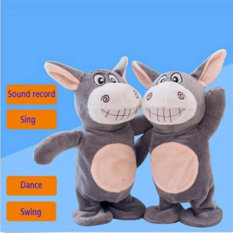 Juguetes de peluche de burro parlante para niños, mascotas electrónicas, grabación de sonido divertida, cantar