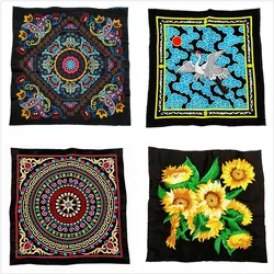 Embroidered Flower Applique, Square Embroidery Patches, Ethnic Sewing Accessories, Clothing Bag, DIY, 1Pc