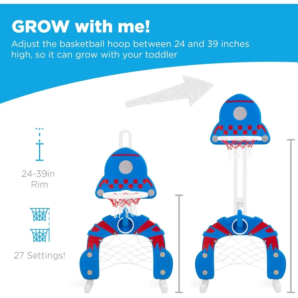 3-in-1 basketbalring voor peuters, sportactiviteitencentrum met multifunctionele speelfuncties voor de ontwikkeling van kinderen