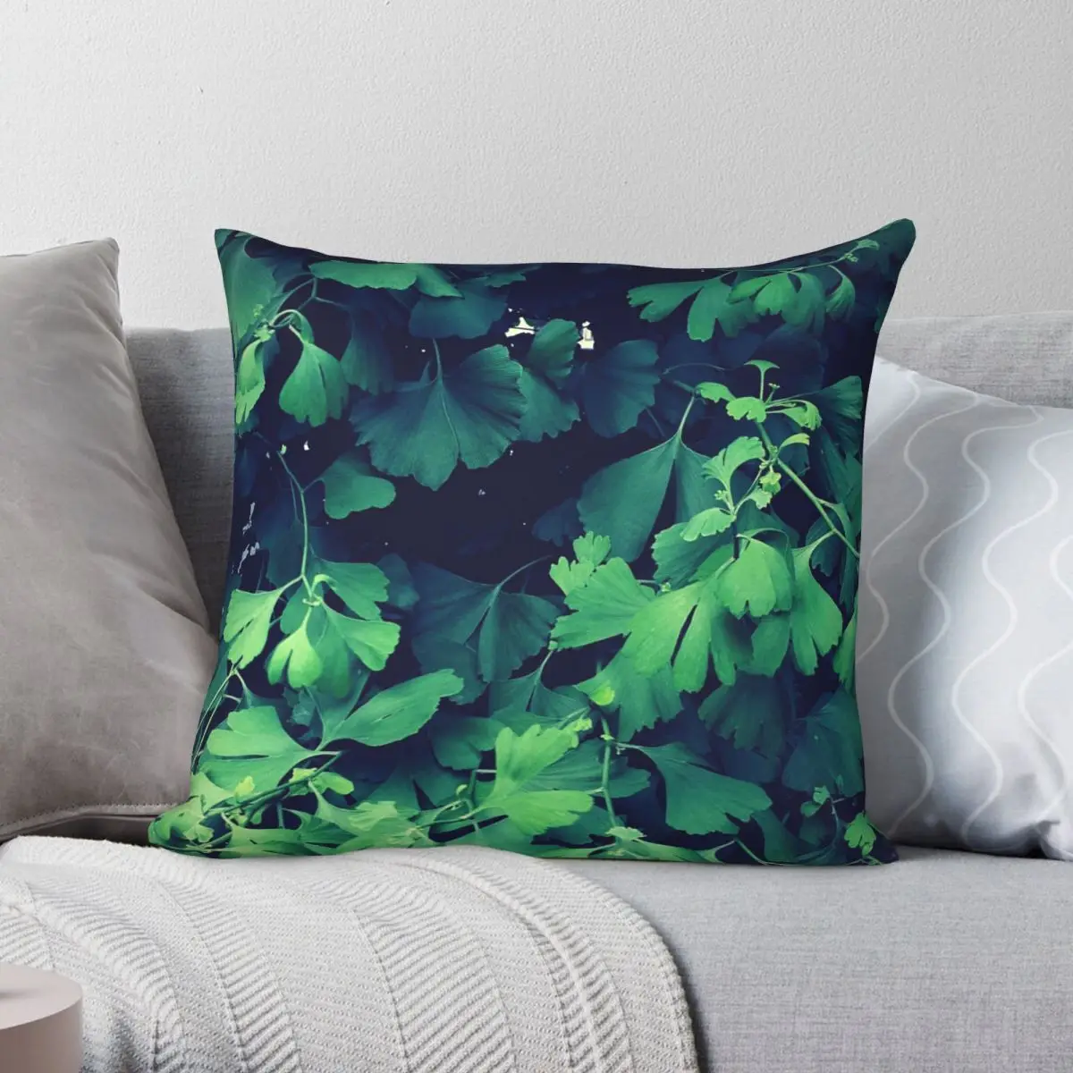 Ginko Drama Pillowcase Polyester Linen Velvet Pattern Zip Decor Pillow Case Sofa Cushion Cover