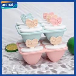 Anmai 6 Grid DIY Ice Cream Mold Popsicle Maker with Handle Heart Shape Pink Blue Ice Maker Food Grade PP Material Kitchen Tool