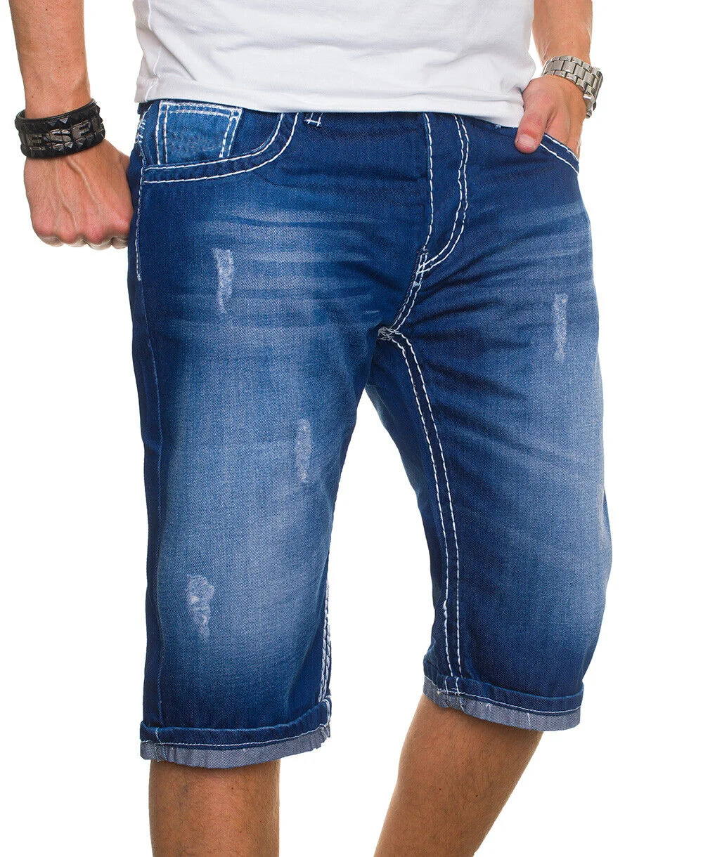 

Men's Denim Shorts Trendy Slim Stretch Mid-Waist Denim Shorts Street Trendy Men's Straight Casual Pants