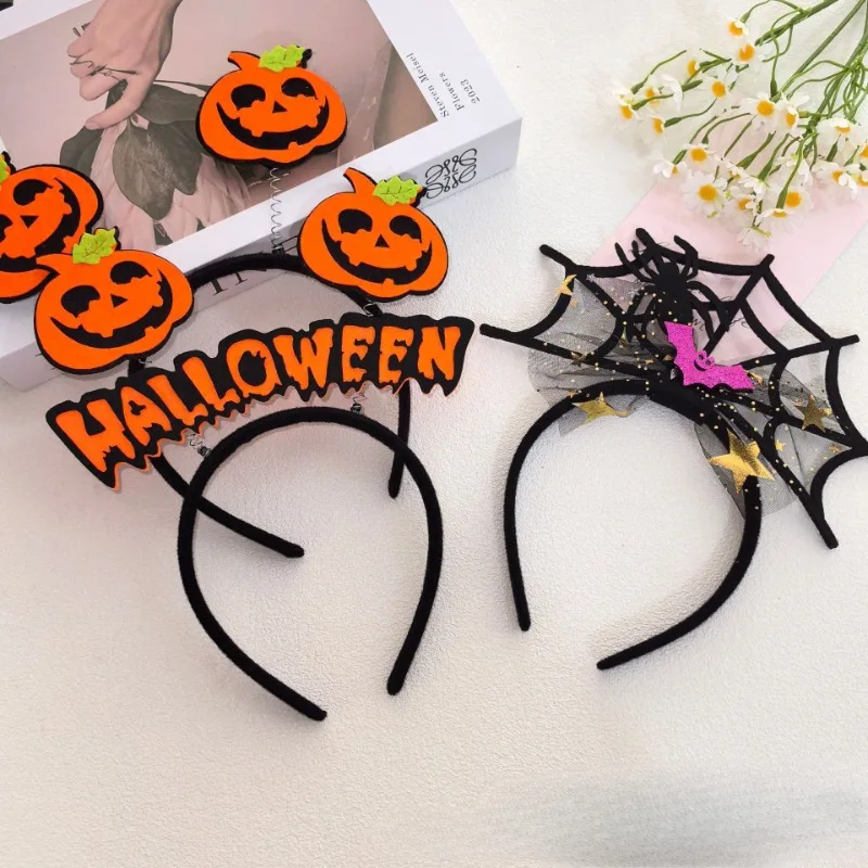 

10 шт., повязка на голову с тыквой для Хэллоуина, фестиваль призраков, забавная паутина, летучая мышь