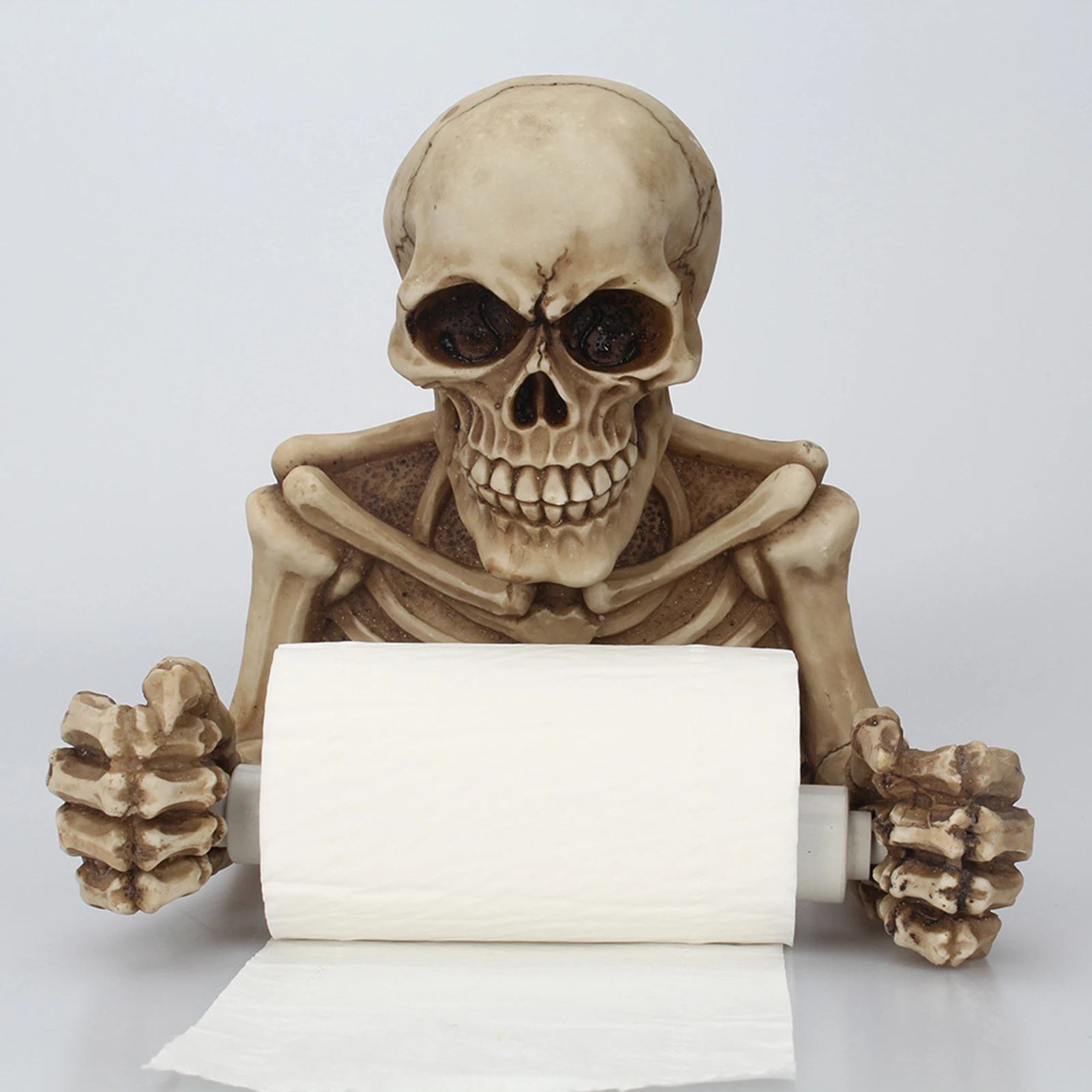 Resin Skull Toilet Paper Holder Wall Mount Tissue Roll Paper Storage Holder Skeleton Shelf Rack Bathroom Halloween Decor Holder - Image 5