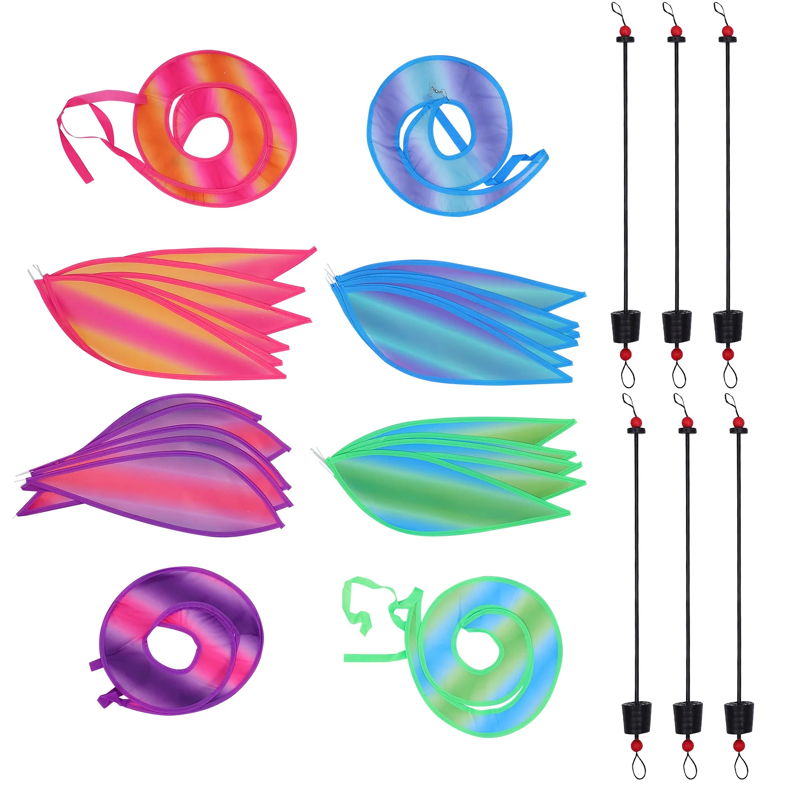 

4pcs Rainbow Windmill Decors Colorful Cloth Hot Air Balloons Outdoor Garden Party Yard Decorations Spiral Balloon Spinners