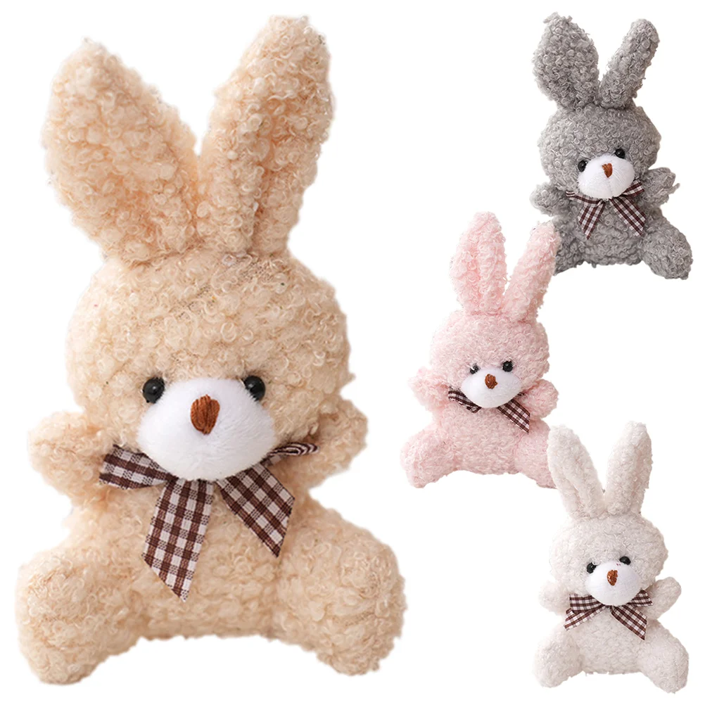 

4 Pcs Rabbit Plush Keychain Stuffed Animal Mini for Easter Basket Filler Pendant Bunnies Bunny Fluffy Charm Creative Toys