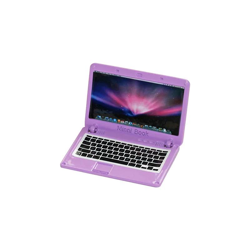 Mini Opvouwbare Kantoor Laptop Miniatuur Poppenhuis Items Simulatie Computer Model Mobiele Telefoon Poppen Decoratie Accessoires Speelgoed