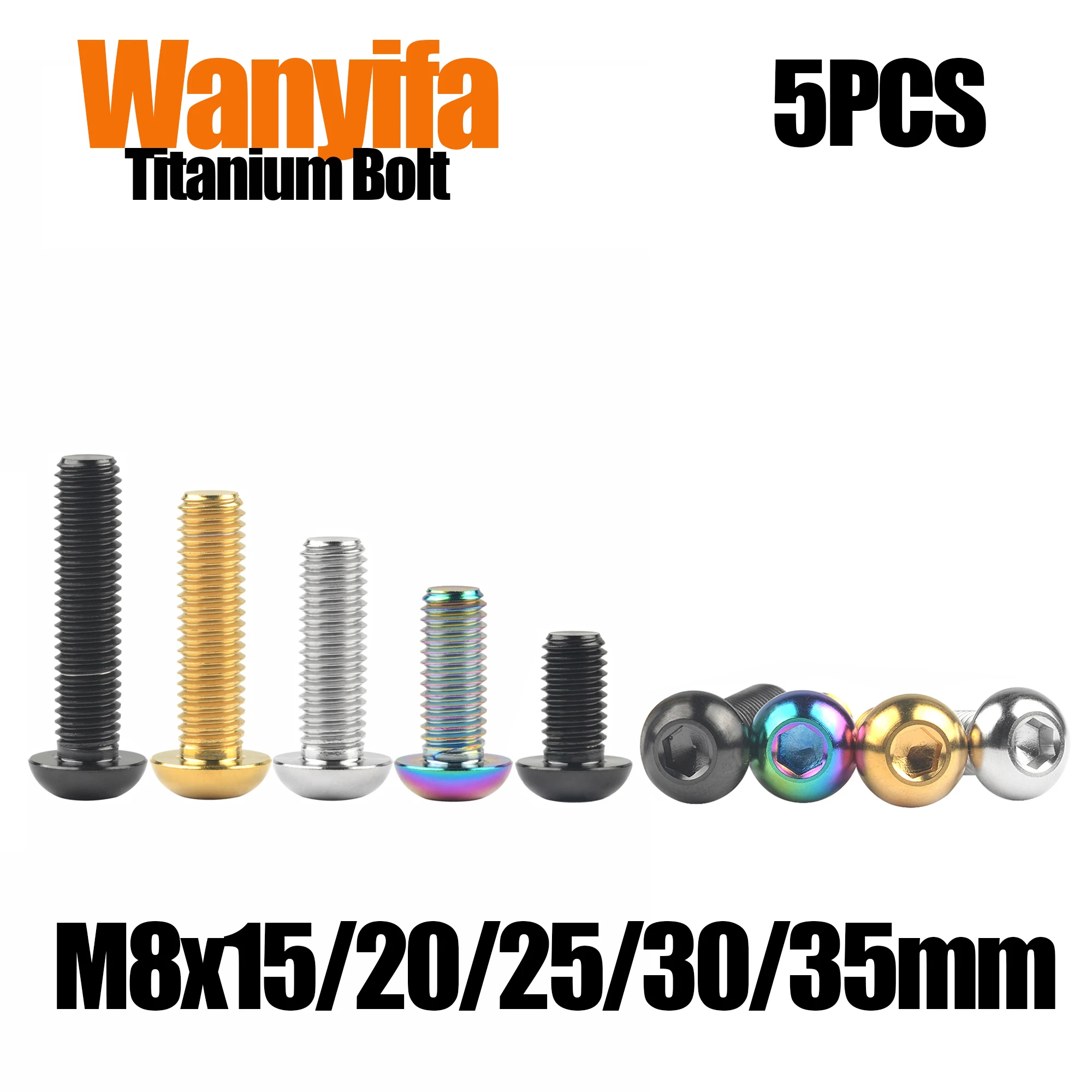 

Wanyifa Titanium Alloy Bolts M8x15/20/25/30/35mm Hex Sleeve Mushroom Head Screws for MTB Part Bicycle Accessories 5Pcs