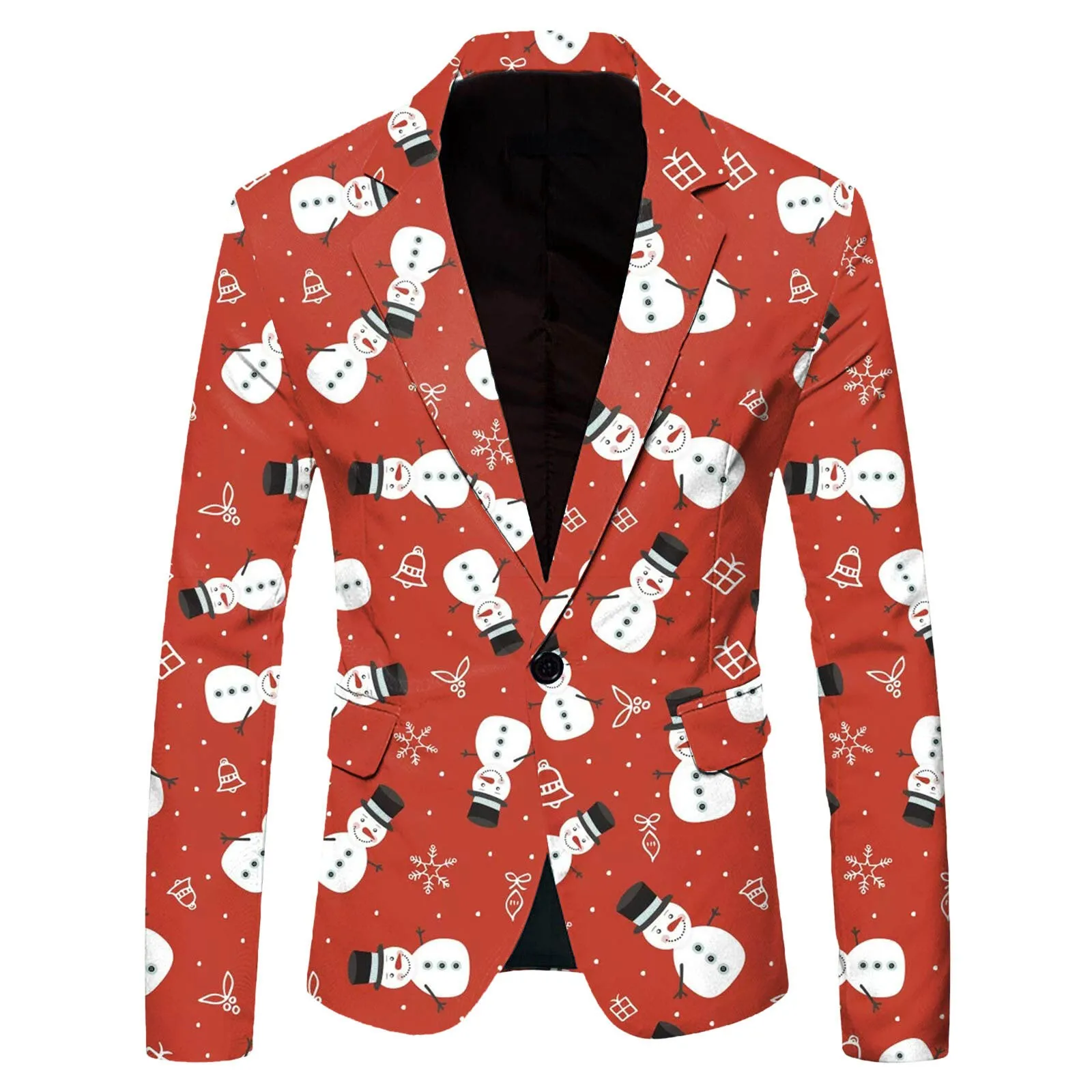 Fit Coat Notch Lapel Slim Fit English with Regular Length Single Breasted One Button Front Print Dyeing Process Men Urban Suit