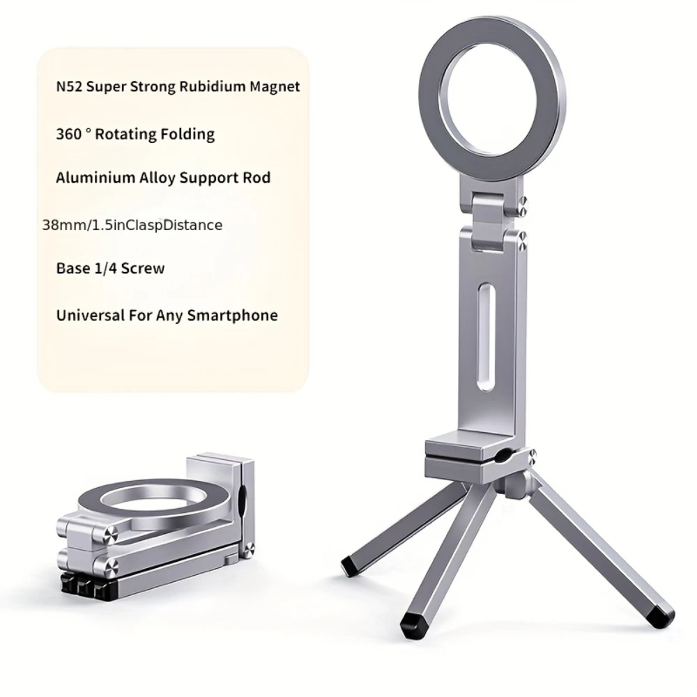 Portable Magnetic Phone Holder — 360 °   Rotating, Foldable Suction Clip for Car Dashboard & Desk, Universal Hands-Free