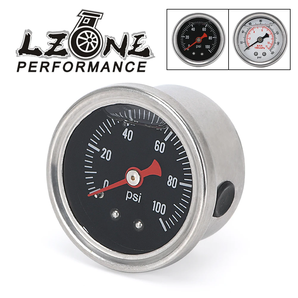 LZONE - Fuel Pressure Gauge Liquid 0-160 /0-100 psi Oil Press Gauge Fuel Gauge White Face Universal 1/8 NPT JR-OG33