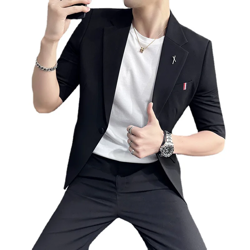 7272 Men's two-piece slim fit single button suit