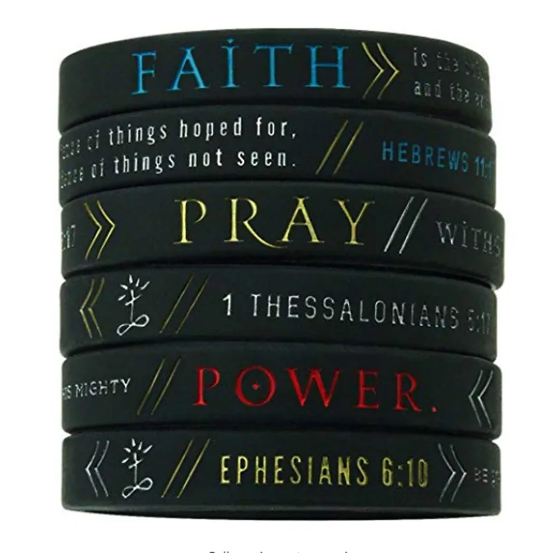 1pc/3pcs Faith Power Pray Bible rubber Wristbands silicone bracelet