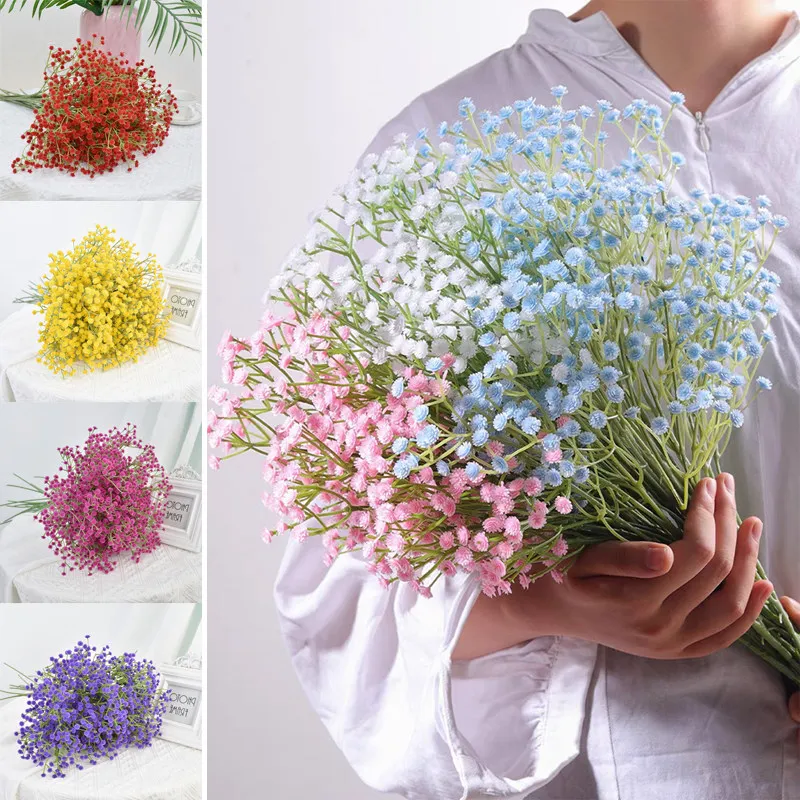 10Pcs Real Touch Artificial Baby's Breath Flowers Fake Gypsophila for Wedding Bridal Bouquet Home Hotel Table Decoration