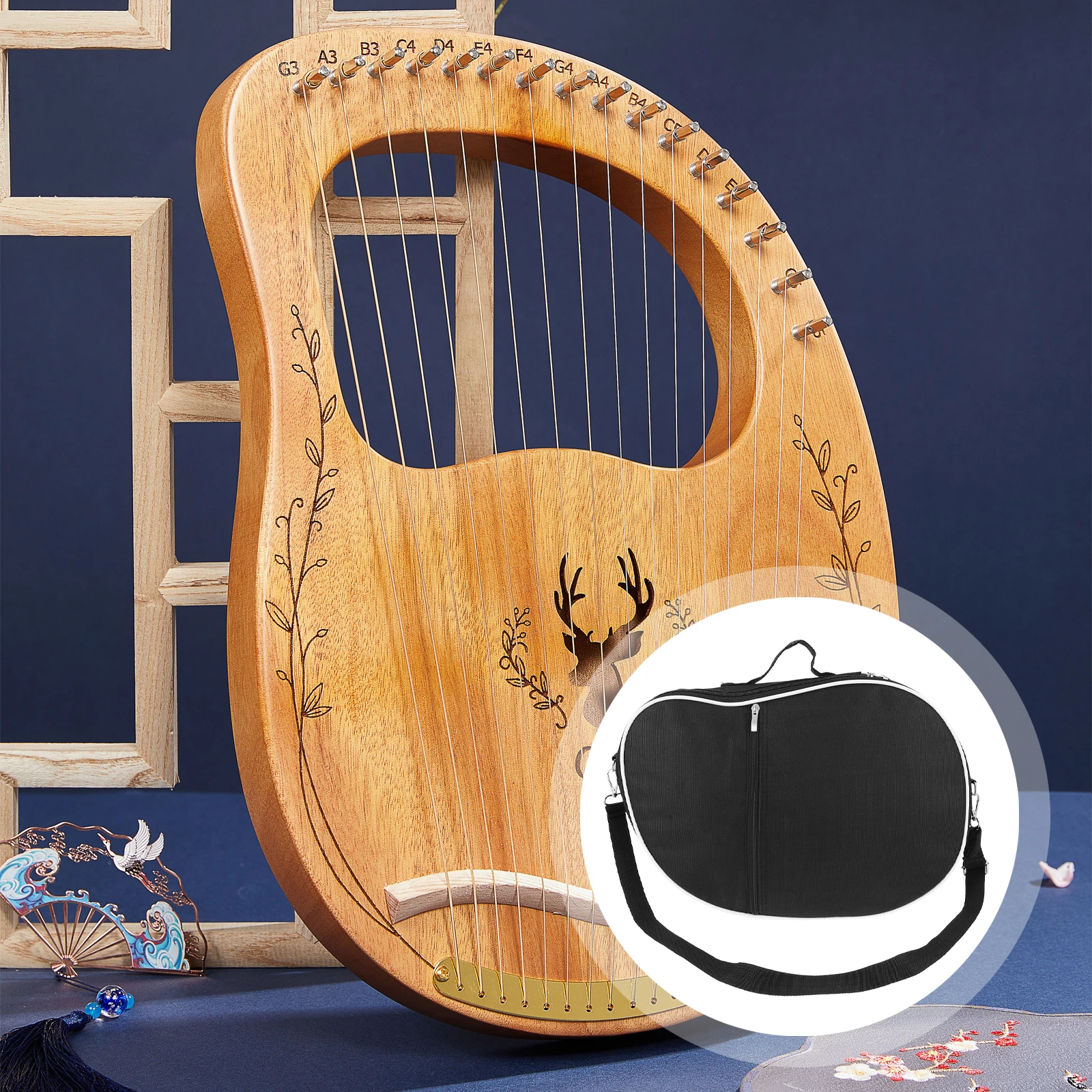 

Little Harp Bag Lyre Case Musical Instrument Carry Canvas Durable Lyre Harp Storage Carry Bag Portable Travel Gift