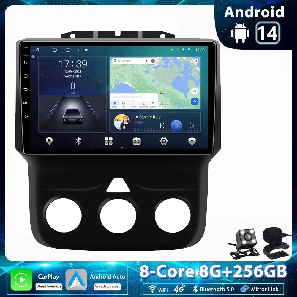 

2DIN Android 14 Radio For Dodge RAM 1500 2500 2013-2018 Car stereo Multimedia Player Carplay Auto GPS navigation DSP RDS